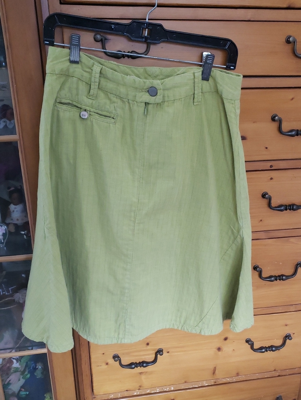DA-NANG Olive Green Pinstripe A-Line Skirt Size Small
